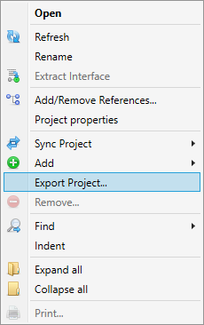 Export project from code explorer context menu.png